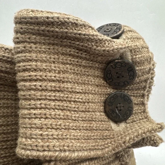 UGG Classic Knit Cardy MId Calf to Tall Boots Gray Style 5819 Size 5 Tan Camel - Picture 2 of 14